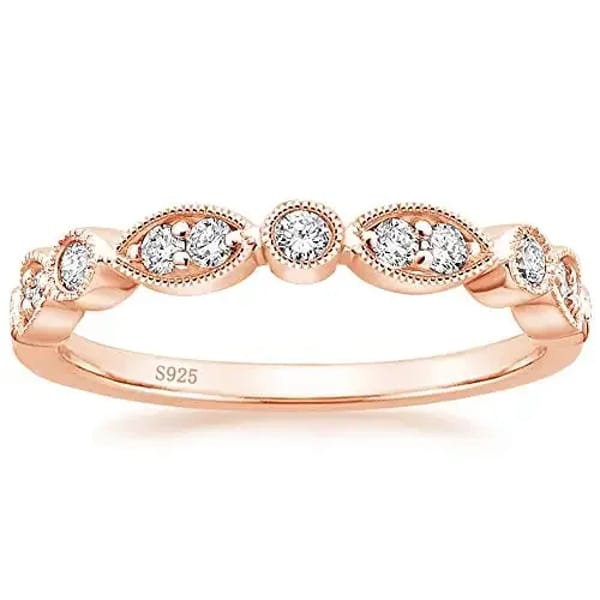 Elegant 925 Sterling Silver Wedding Band with Cubic Zirconia Design
