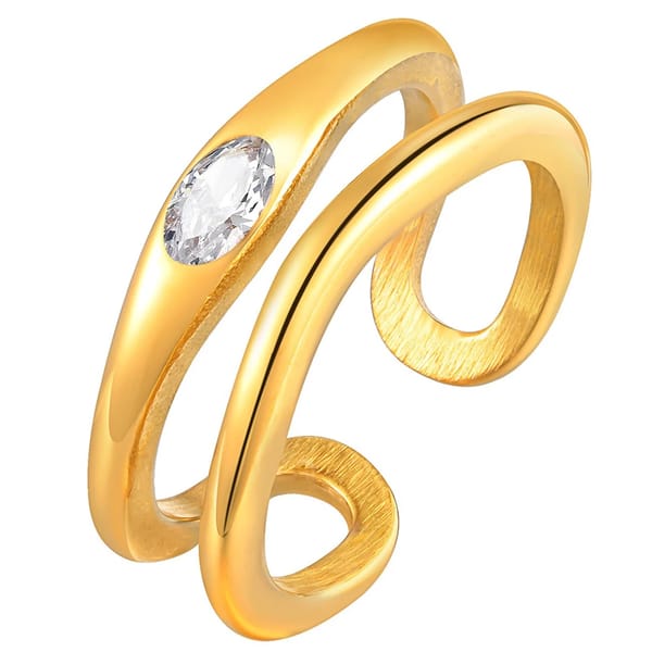Stylish Double-Layer Zircon Ring for Women, Geometric Design