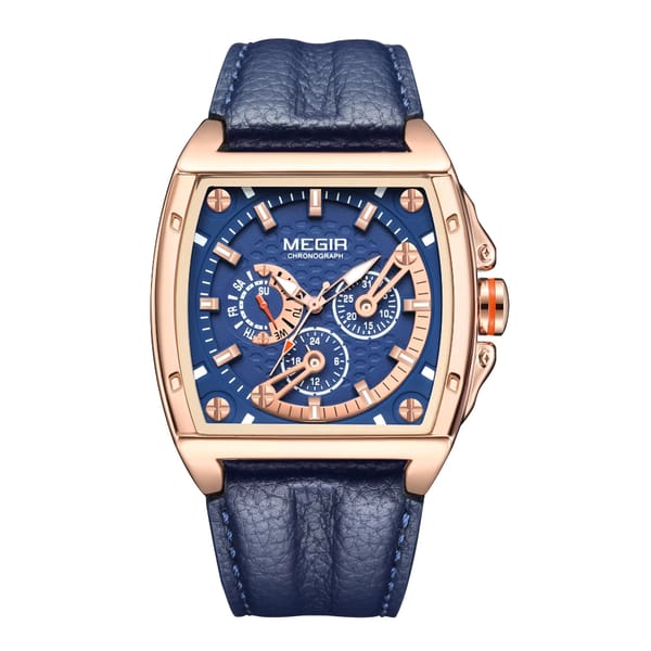 Luxury Chronograph Watch for Men with Leather Band and Large Dial