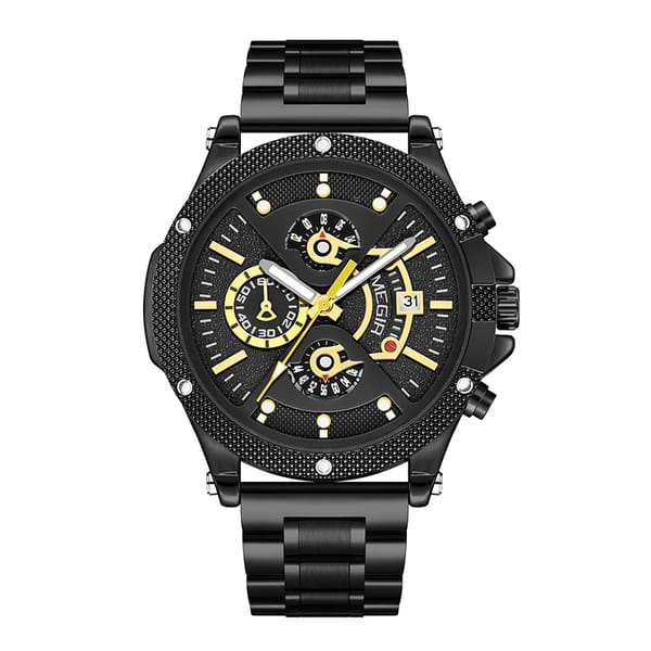 Stylish Chronograph Quartz Watch for Men with Luminous Dial