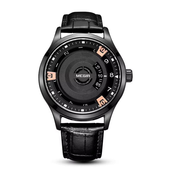 Stylish Sport Quartz Watch with Leather Strap and Large Dial