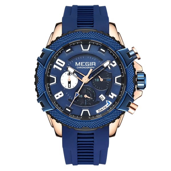 Bold Chronograph Sport Watch with Large Dial and Silicone Strap