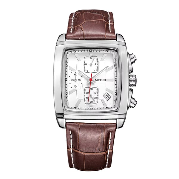 Men’s Luxury Chronograph Watch with Leather Strap and Date Display