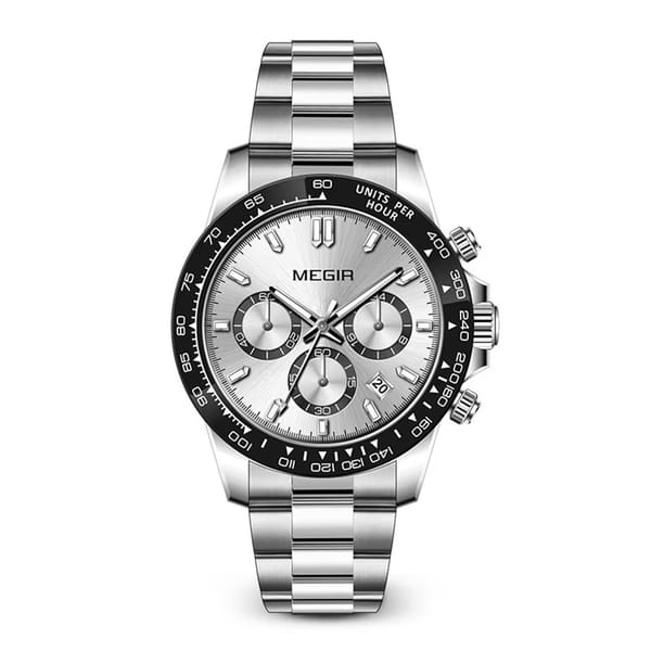 Men's Chronograph Quartz Watch with Luminous Hands & Calendar