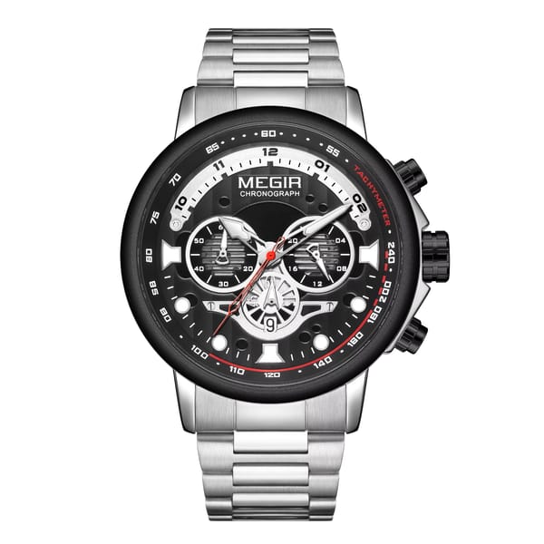 Luxury Men's Military Quartz Chronograph Stainless Steel Wristwatch