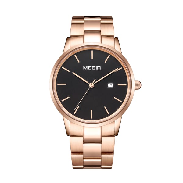 Luxury Stainless Steel Quartz Watch for Men with Calendar
