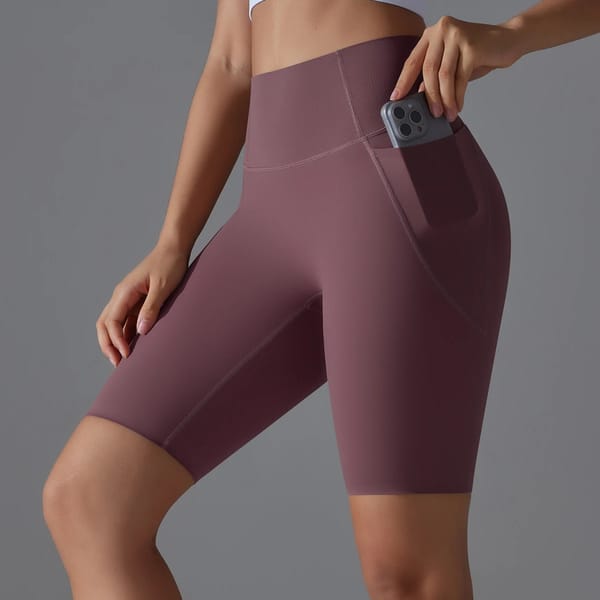 High Waist Quick-Dry Workout Shorts with Side Pockets