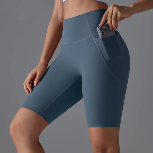 High Waist Quick-Dry Workout Shorts with Side Pockets
