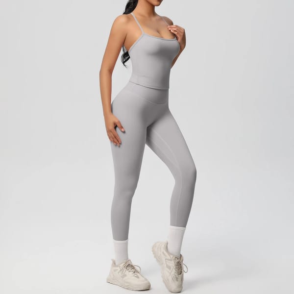 Crossover Back Halter Yoga Top Set for Fitness Training