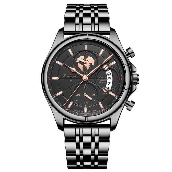 Elegant Chronograph Steel Watch for Men with Calendar Display
