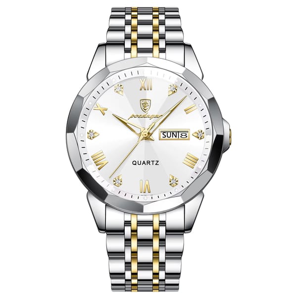 Elegant Stainless Steel Men's Watch with Date and Luminous Dial
