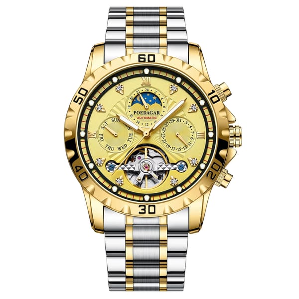 Luxury Tourbillon Automatic Watch with Calendar and Luminous Dial