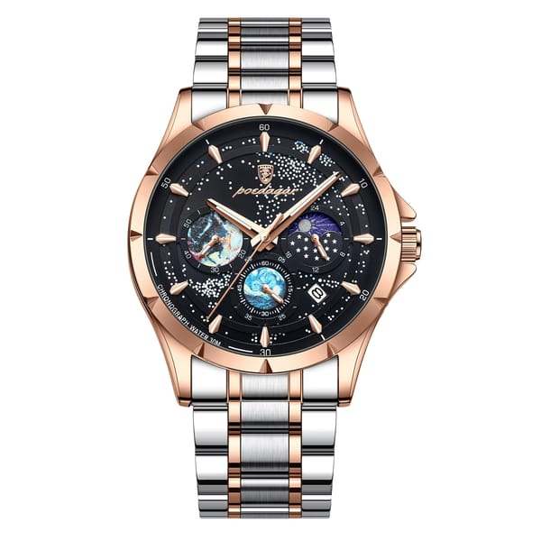 Stylish Chronograph Quartz Watch with Luminous Dial and Calendar