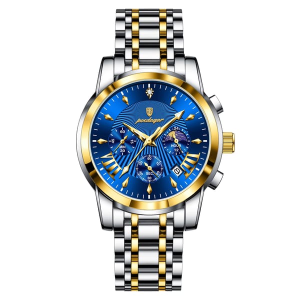 Elegant Chronograph Stainless Steel Watch with Luminous Dial