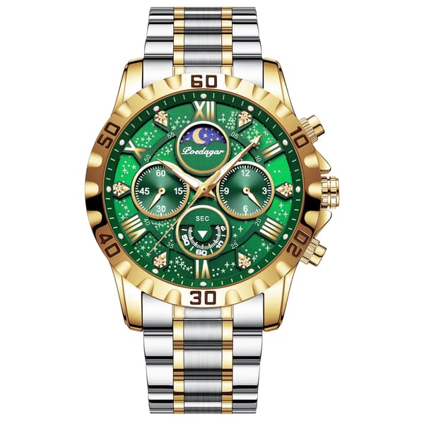 Modern Chronograph Quartz Watch with Luminous Minimalist Dial