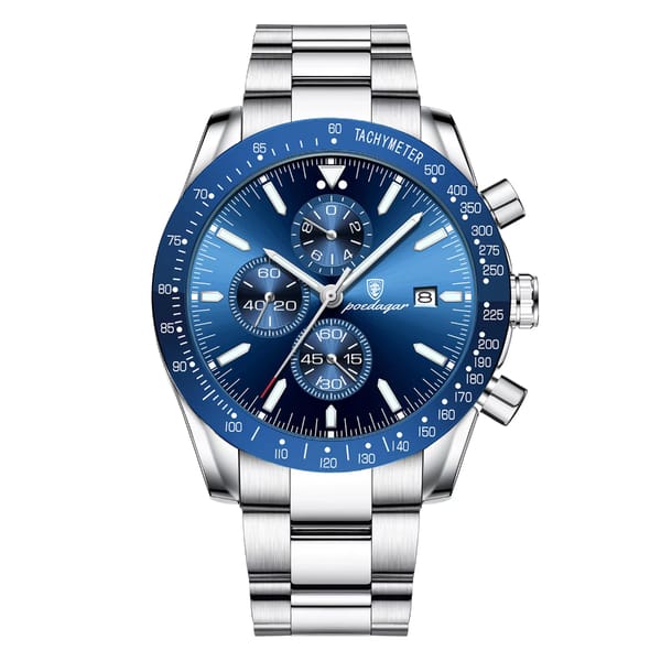 Luxury Chronograph Men's Watch with Stainless Steel and Calendar