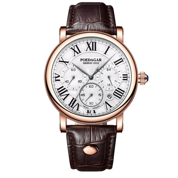Stylish Chronograph Quartz Watch with Leather Strap for Men