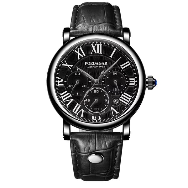 Stylish Chronograph Quartz Watch with Leather Strap for Men