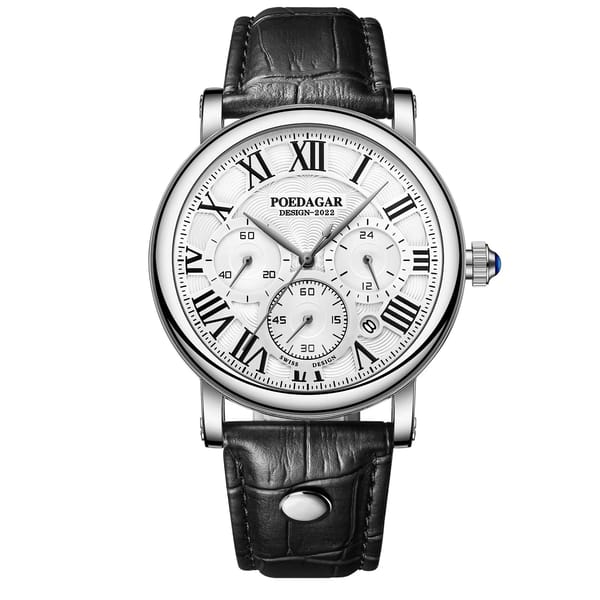 Stylish Chronograph Quartz Watch with Leather Strap for Men