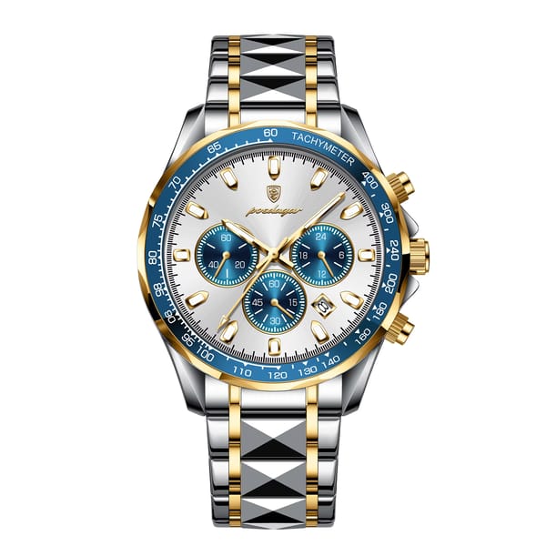Bold Stainless Steel Chronograph Watch with Luminous Display