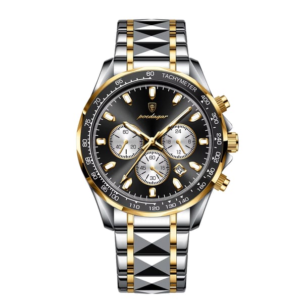 Bold Stainless Steel Chronograph Watch with Luminous Display