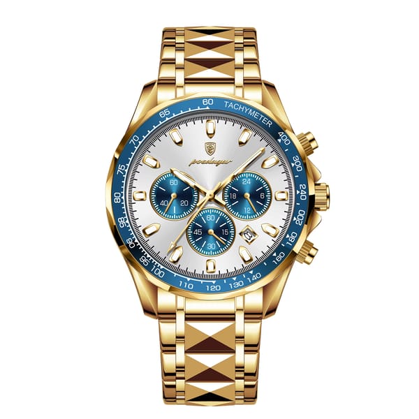 Luxury Stainless Steel Chronograph Watch for Men with Date