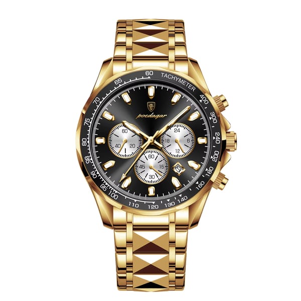 Luxury Stainless Steel Chronograph Watch for Men with Date