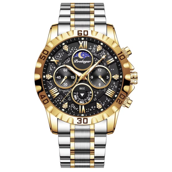 Elegant Men's Stainless Steel Chronograph Watch with Luminous Dial