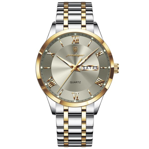 Stylish Men's Stainless Steel Quartz Watch with Calendar Display