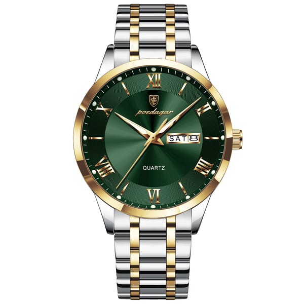 Stylish Men's Stainless Steel Quartz Watch with Calendar Display