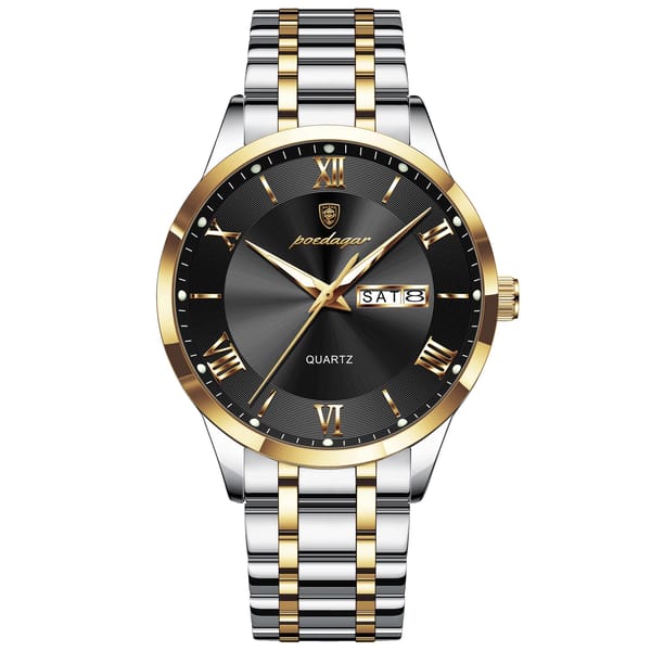 Stylish Men's Stainless Steel Quartz Watch with Calendar Display