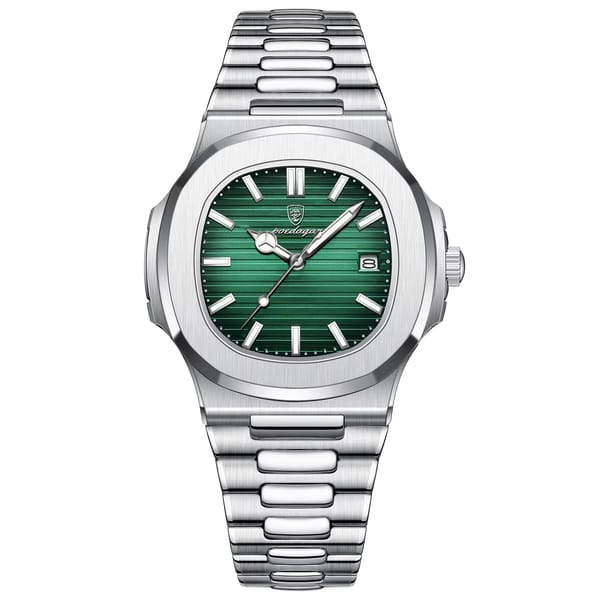 Stylish Square Dial Quartz Watch with Date and Luminous Hands
