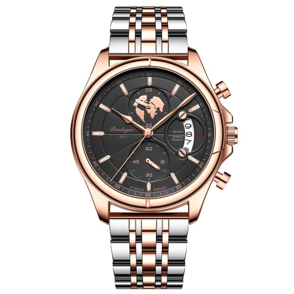 Elegant Multifunctional Quartz Watch with Calendar and Chronograph Features