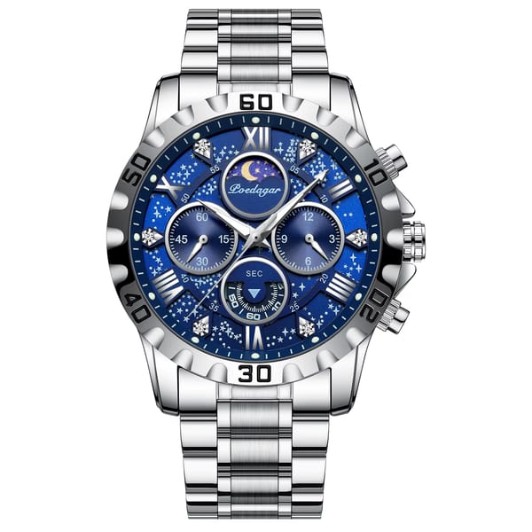 Elegant Chronograph Stainless Steel Men's Watch with Luminous Display
