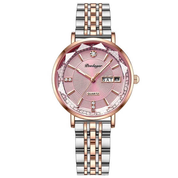 Elegant Waterproof Quartz Watch with Date and Calendar Display