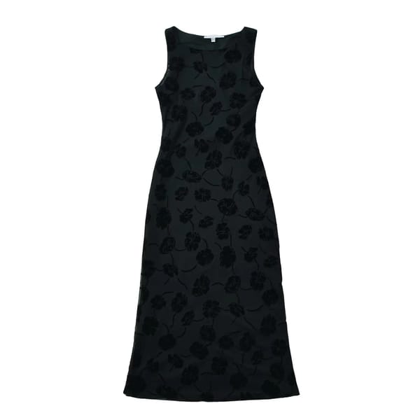 Chic Sleeveless Floral Mesh Midi Dress with Fit-and-Flare Silhouette