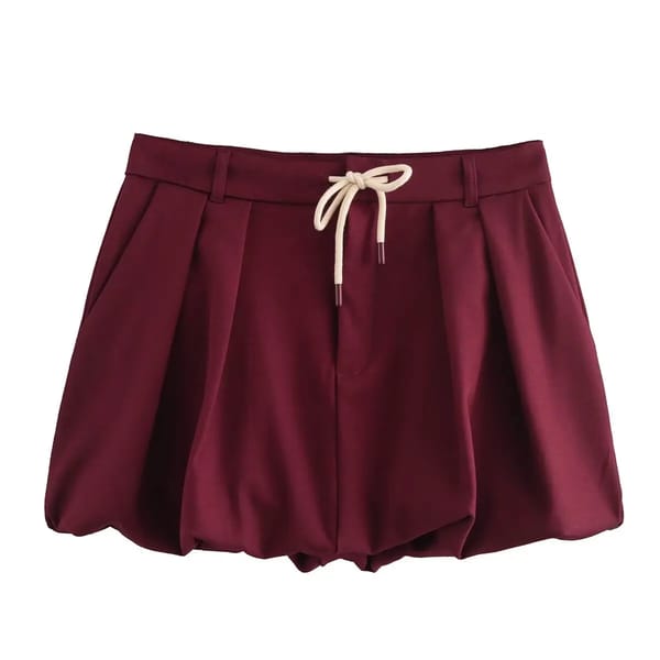 Chic Balloon Mini Skirt with Drawstring and Folded Detail