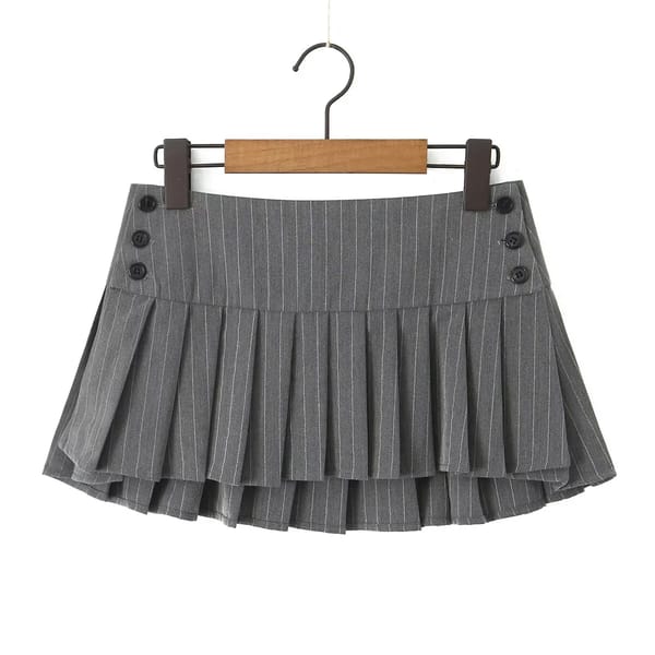 Chic Y2K Pinstripe Pleated Mini Skirt with Low Waist