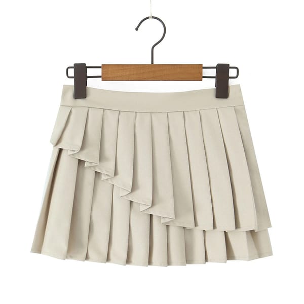 Trendy Irregular Pleated Mini Skirt with Side Zipper
