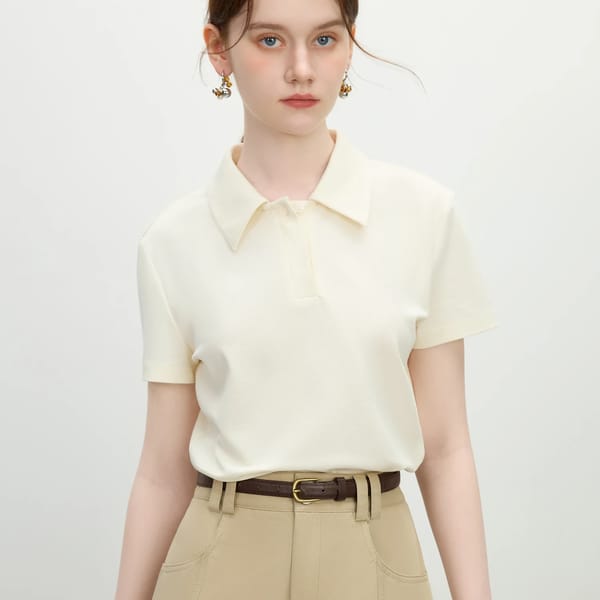 Women's Minimalist V-Neck Short-Sleeve Textured T-Shirt