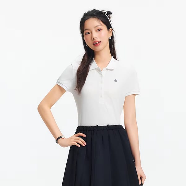 Chic Slim Fit Embroidered Polo Shirt for Women – Summer Casual Style