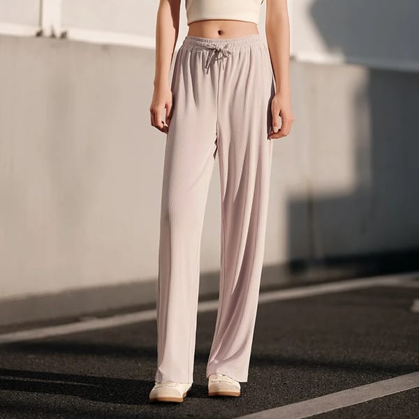 Cool Feeling Wide-Leg Trousers – Elastic Waist Summer Casual Pants for Women