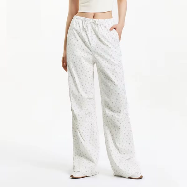 Floral Print Wide-Leg Pants – Sweet Summer Style with Drawstring Waist