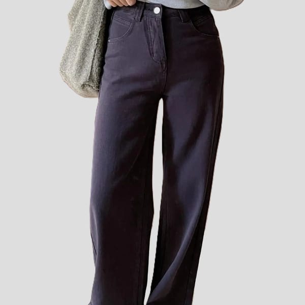High Quality Purple Straight Jeans for Women Vintage Wide Leg Denim