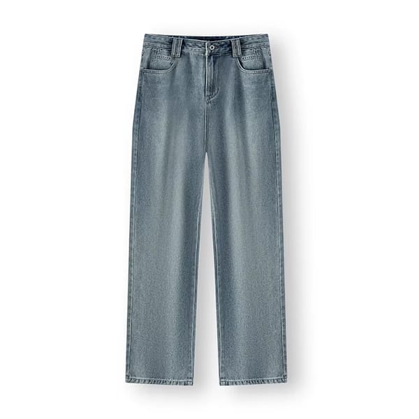 Women’s Fleece-Lined Wide Leg Jeans Winter Floor-Length Casual Pants
