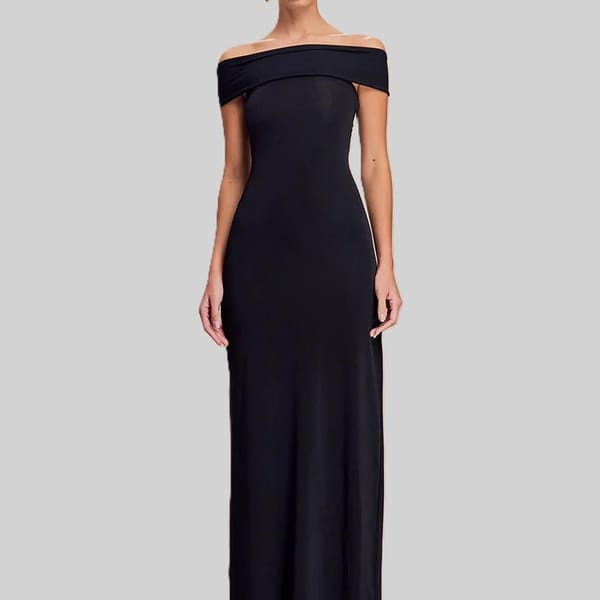 Off-Shoulder High Slit Maxi Dress with Hollow-Out Detail