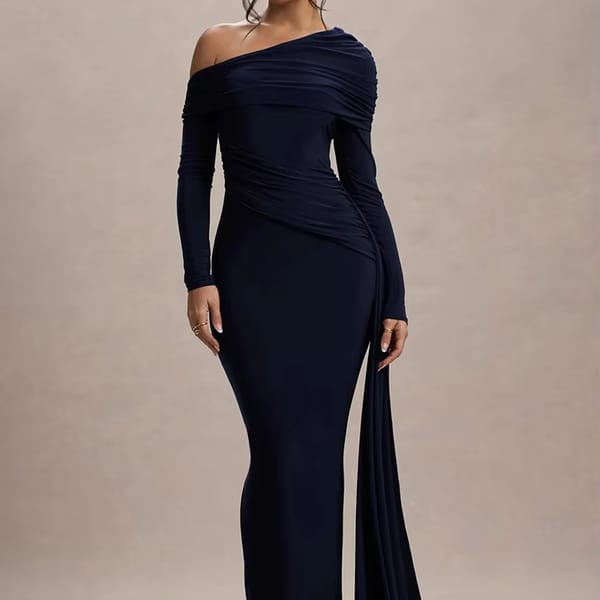 Elegant One Shoulder Long Sleeve Bodycon Evening Dress