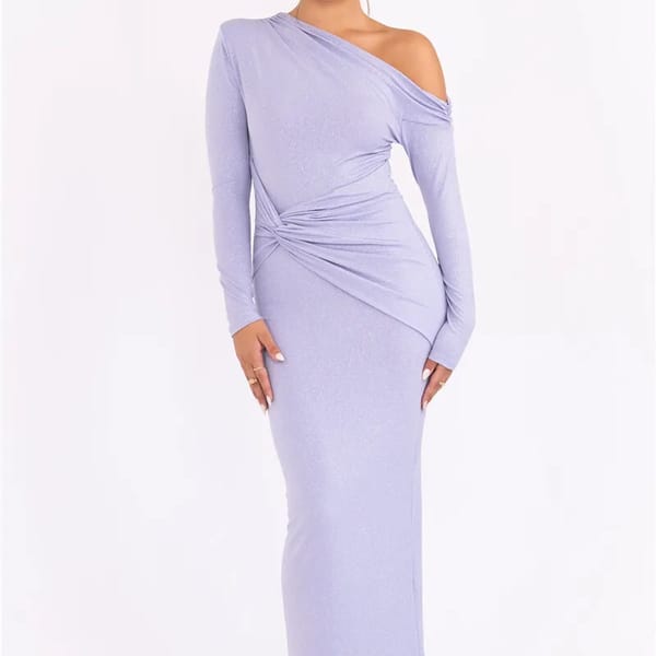 Elegant One-Shoulder Sparkle Maxi Party Dress with Ruched Detail