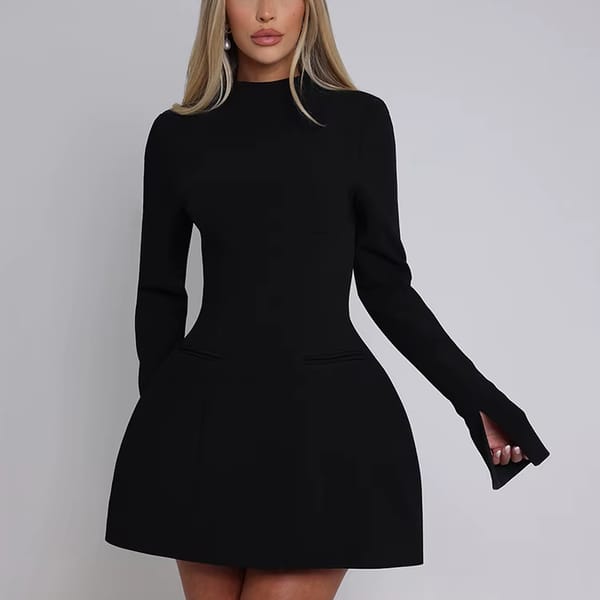 Chic Long Sleeve Backless Mini Dress for Evening Parties