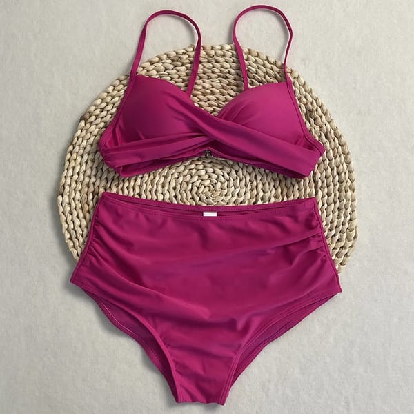 High Waist Bikini Set with Adjustable Fit and Leopard Print